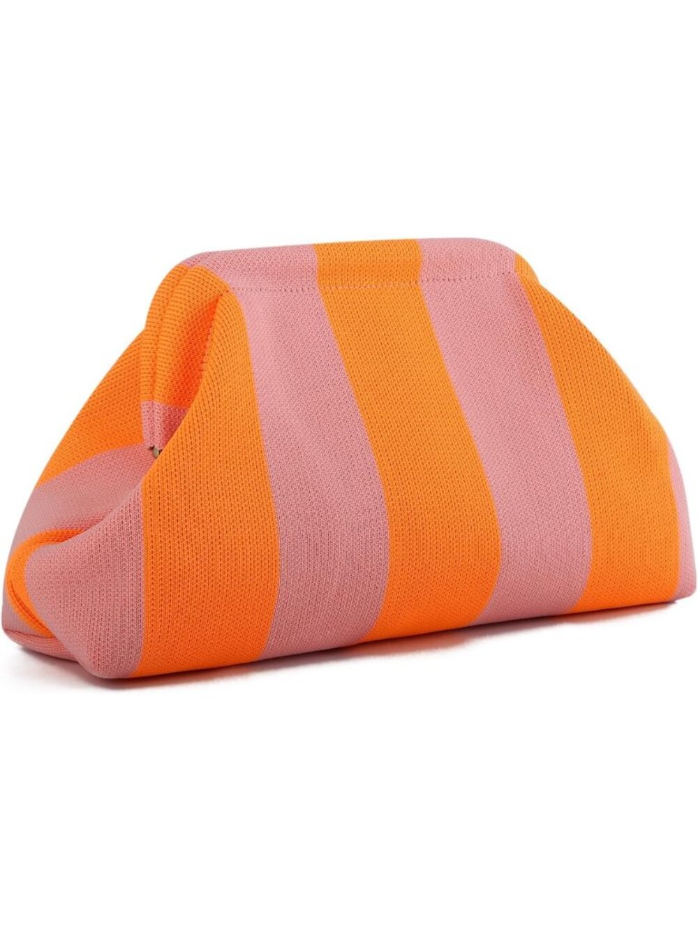 Women’s Pink Orange Striped Dumpling Clutch Purse Bag Unique Summer Handbag